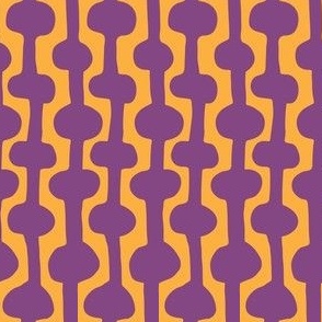 Smaller / Groovy graphic two tone ogee stripe / Hand drawn feel / irregular shapes / bright purple and orange
