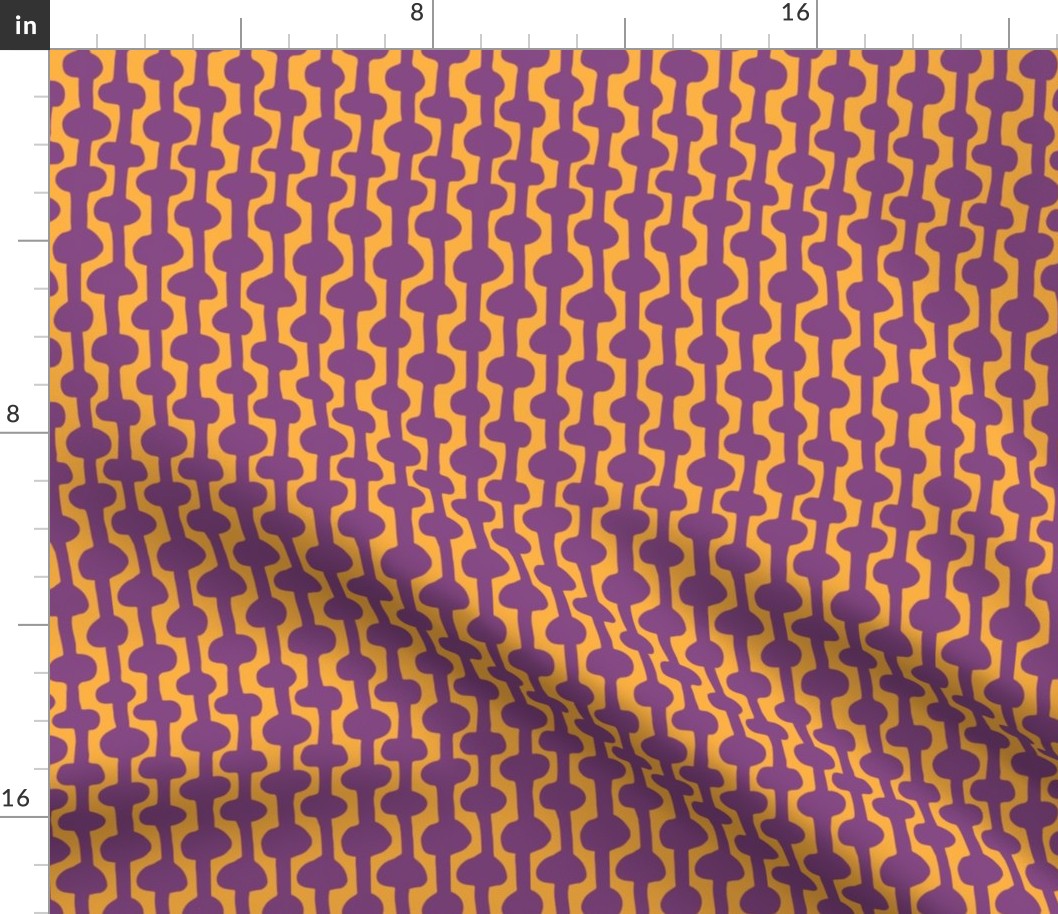 Smaller / Groovy graphic two tone ogee stripe / Hand drawn feel / irregular shapes / bright purple and orange