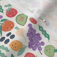 Happy Fruit and Vegetables-Cute Kids Eat Healthy food_Small - Bright Multi