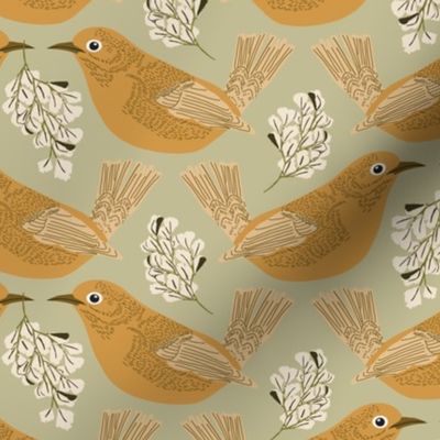 Birds Nesting | Md Yellow on Sage Green