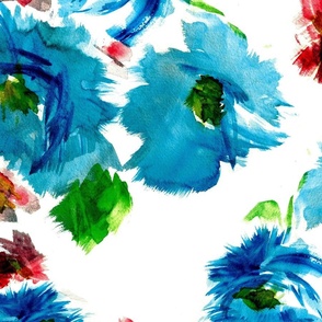 blurred floral, cerulean blue, huge flowers, modern abstract