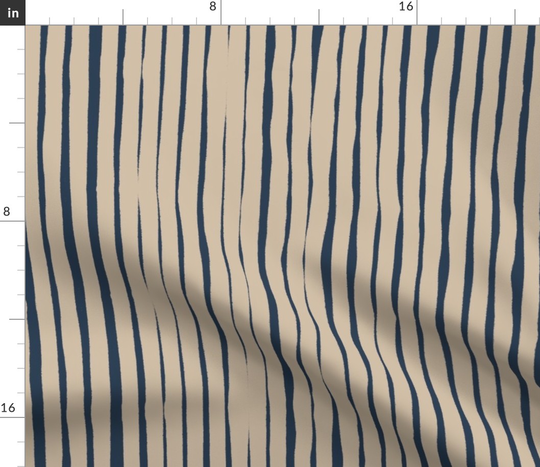 Wobbly taupe stripes on navy