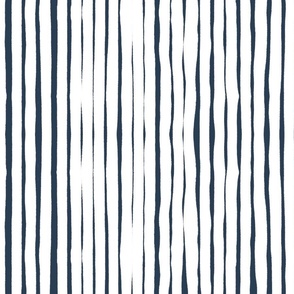 Wobbly white stripes on navy 