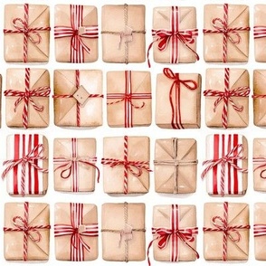 brown paper packages wrapped up in string watercolor