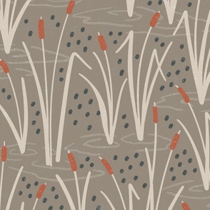 Cattails - Lake Life Collection (Taupe) (Large / Jumbo)