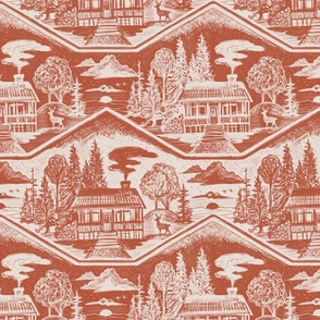 Cozy Cabin Block Print, Sienna & Taupe