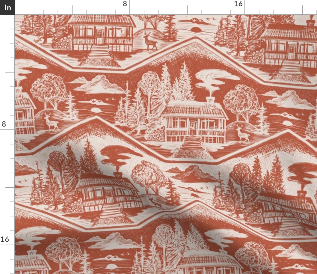 Cozy Cabin Block Print, Sienna & Taupe