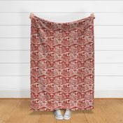 Cozy Cabin Block Print, Cherry Red & Taupe