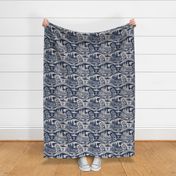 Cozy Cabin Block Print, Navy & Taupe