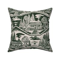 Cozy Cabin Block Print, Forest & Taupe