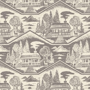 Cozy Cabin Block Print, Warm Grey & Ivory