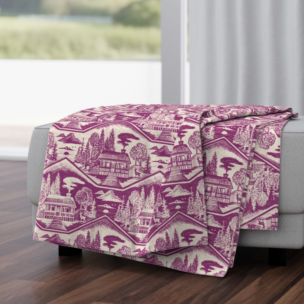 Cozy Cabin Block Print, Aubergine & Ivory