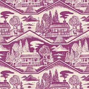 Cozy Cabin Block Print, Aubergine & Ivory