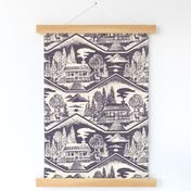 Cozy Cabin Block Print, Plum & Ivory