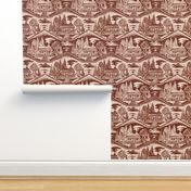 Cozy Cabin Block Print, Burnt Sienna & Taupe