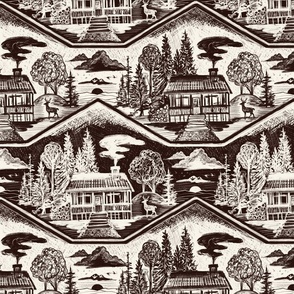 Cozy Cabin Block Print, Sepia & Ivory