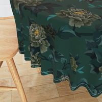 Peony Floral - Deep Green