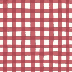 Picnic Gingham - summer check_Medium - Faded rose red