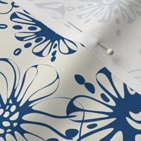 Nimbus hand drawn Floral | Patriot Blue | non directional |12 inch