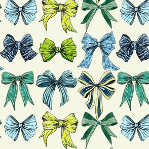 Vintage Ribbons (Blue-Green Shades)