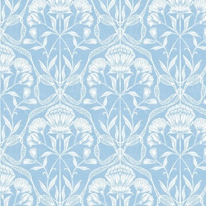 Classic Flowers and Ribbon (Blue)