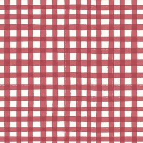 Picnic Gingham - summer check_Small - Faded rose red