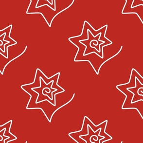 Curved Stars on poppy red - xl - wallpaper, bedding