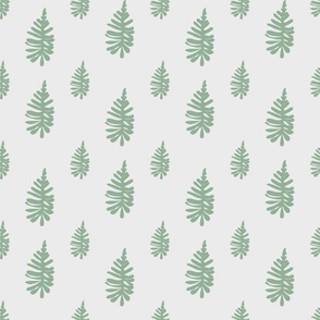 0011b Abstract Fern leaf Sage Green on Cream