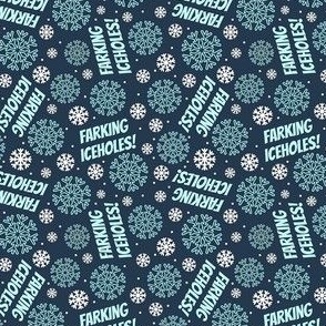Small Scale Farking Iceholes! Sarcastic Winter Snowflakes in Navy