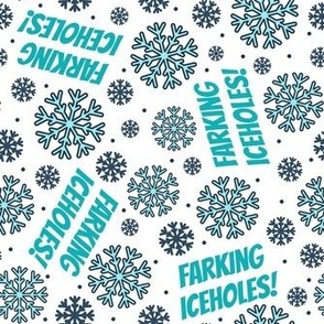 Medium Scale Farking Iceholes! Sarcastic Winter Snowflakes in Blue and White