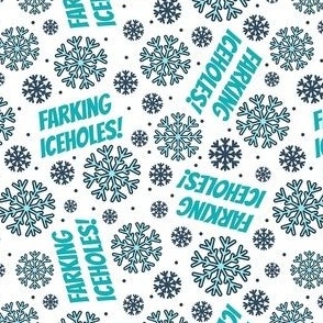 Small-Medium Scale Farking Iceholes! Sarcastic Winter Snowflakes in Blue and White