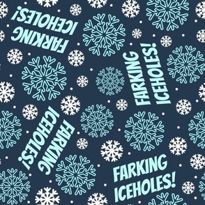 Large Scale Farking Iceholes! Sarcastic Winter Snowflakes in Navy