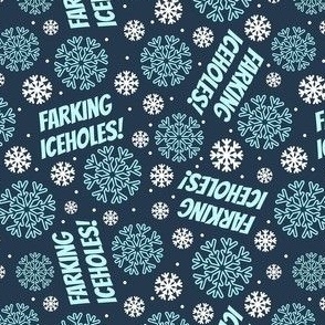 Small-Medium Scale Farking Iceholes! Sarcastic Winter Snowflakes in Navy