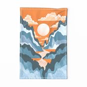 Dreamy Mountains in Tangerine and Teal