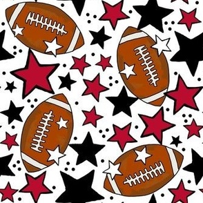 Medium Scale Team Spirit Footballs and Stars in Georgia Bulldogs Colors Red Arch Black and Chapel Bell White