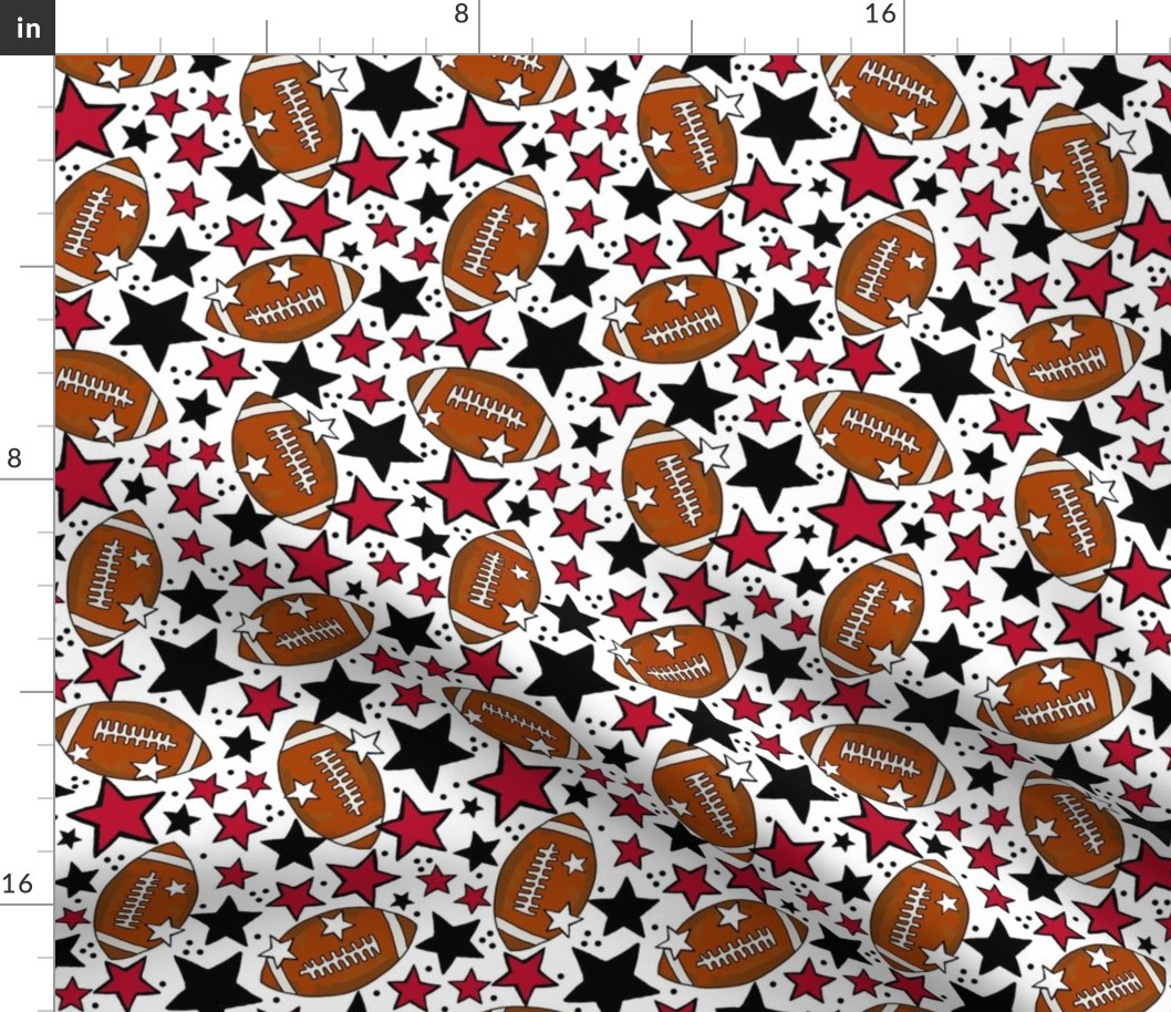 Medium Scale Team Spirit Footballs and Stars in Georgia Bulldogs Colors Red Arch Black and Chapel Bell White