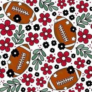 Medium Scale Team Spirit Football Floral in Georgia Bulldogs Colors Red Arch Black and Chapel Bell White