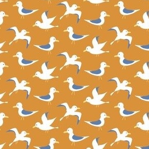 Soaring seagulls (small scale) - cute summer aesthetic fabric for kids