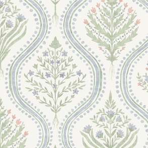 Kirsten Large Monticello Greens_ blue and peach ON Cream copy