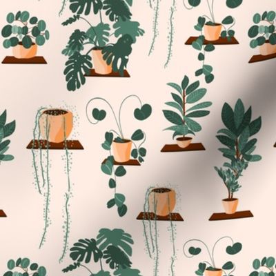 Plants on a shelf | Medium version | boho plant lover's print