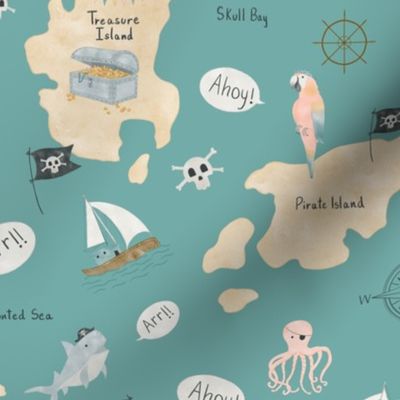 Small scale| Pirate Party Cartography | Treasure Hunt| blue green