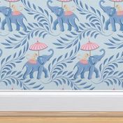 Monkey and elephant/blue and pink/large