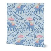 Monkey and elephant/blue and pink/large