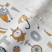 Animal Circus Alphabet - Gold and Silver on white  - medium scale