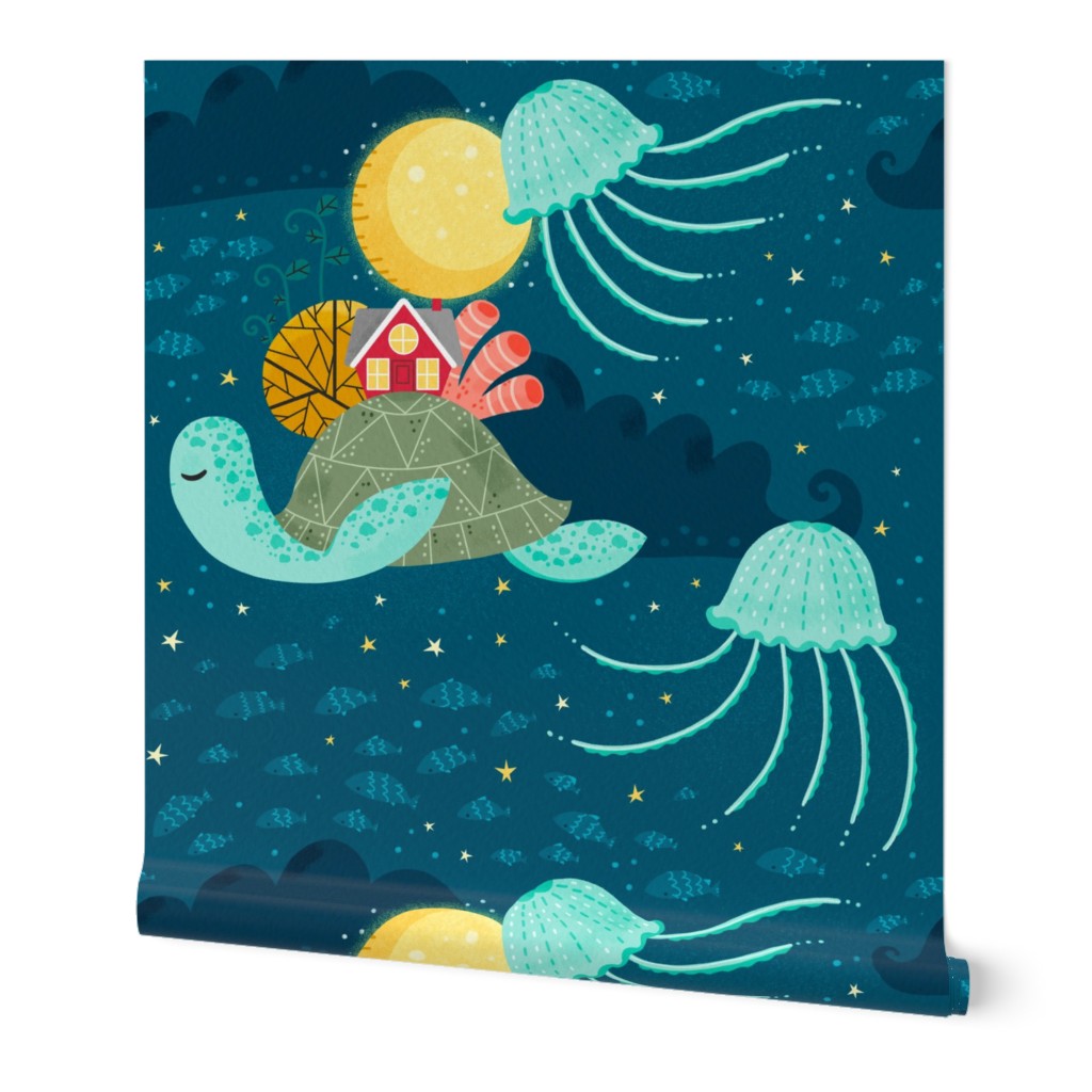surrealist night sea turtle XL