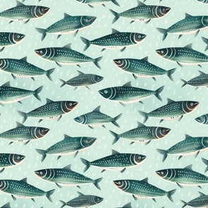 Tranquil Waters: Mid-Century Fish Seamless Pattern (3)