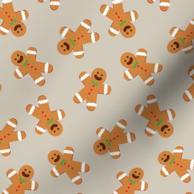 Christmas Fabric Gingerbread Man on Tan Light Brown - LAD20