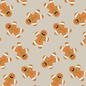 Christmas Fabric Gingerbread Man on Tan Light Brown - LAD20