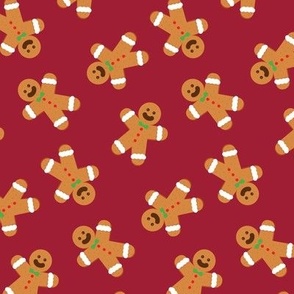 Christmas Fabric Gingerbread Man on Red - LAD20