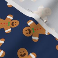 Christmas Fabric Gingerbread Man on Navy Dark Blue - LAD20